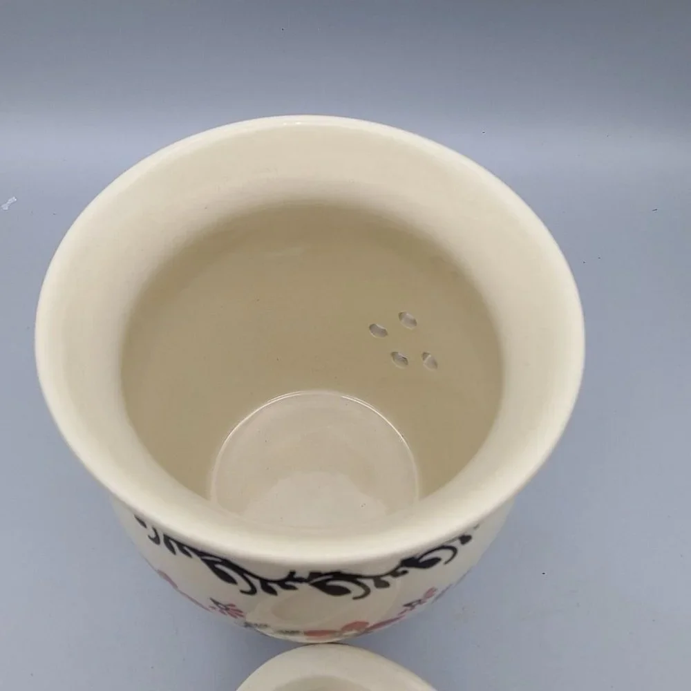 Polish Pottery Garlic and Onion Jar with lid 7
